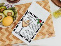 Christmas cocktail recipe Christmas bar towel, home bar accessories, cute Christmas hostess gifts for women, funny stocking stuffers for