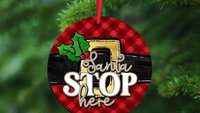 Santa stop here stocking tags for Christmas door knob hangers, cute Christmas ornament for kids, Santa Claus Christmas ornament gift best