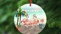 flamingo Christmas ornament, personalized gifts for Mom, beach Christmas ornaments, white elephant gifts, coastal Christmas ornaments, best