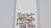 custom city state Christmas housewarming gift set for couple, personalized Christmas village ornament wood, small town Christmas throw