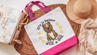 life is better with dogs American pit bull terrier tote bag for women, cute Mothers day gifts from dog, Staffordshire bull terrier reusable