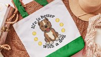 life is better with dogs American pit bull terrier tote bag for women, cute Mothers day gifts from dog, Staffordshire bull terrier reusable