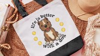 life is better with dogs pitbull tote bag for women, pittie mom pit bull gifts, reusable shopping bag, amstaff dog lover gift for her, cute