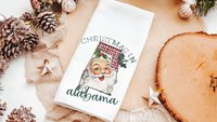 custom state Christmas throw pillows for sofa, Alabama Christmas decor for living room, cute Christmas gifts for neighbors, Santa Claus