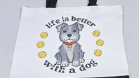 life is better with dogs miniature schnauzer tote bag for women, cute Mothers day gifts from dog, reusable shopping bag, schnauzer gifts
