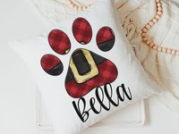 personalized Santa Paws Christmas throw pillows plaid Christmas decor for home, stocking stuffers for dog mom Christmas gifts for dog lovers