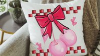 cherry bow Valentines kitchen towel for friends, rockabilly decor, cute Valentines gifts for girlfriend, 1950s inspired retro kitchen decor