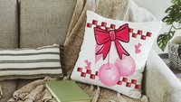 coquette kitchen towels, red bow cherry throw pillow for bed, Valentines day gift set for friends, cute gifts for girlfriend, college dorm