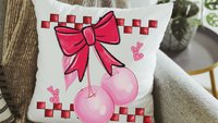 coquette kitchen towels, red bow cherry throw pillow for bed, Valentines day gift set for friends, cute gifts for girlfriend, college dorm