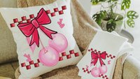 coquette kitchen towels, red bow cherry throw pillow for bed, Valentines day gift set for friends, cute gifts for girlfriend, college dorm