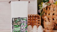 lattes and luck shamrock coffee St Patricks day kitchen towels, St Patricks day coffee bar decor, St Pattys day decor, Irish coffee hand