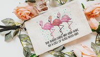 cute flamingo makeup bag for teens, funny flamingo gifts for women, best gifts for daughter, cosmetic bag for purse, pre teenage girl gifts