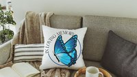 In Loving Memory Blue Butterfly Pillow