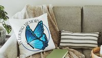 In Loving Memory Blue Butterfly Pillow