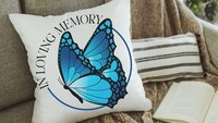 In Loving Memory Blue Butterfly Pillow