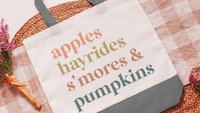 fall things fall vibes tote bag for women, apple picking autumn tote bag for teachers, reusable grocery bag cute gifts for sister, October