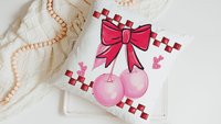 cherry bow Valentines kitchen towel for friends, rockabilly decor, cute Valentines gifts for girlfriend, 1950s inspired retro kitchen decor