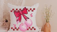 coquette kitchen towels, red bow cherry throw pillow for bed, Valentines day gift set for friends, cute gifts for girlfriend, college dorm