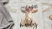 just a little moody floral cow baby clothes girl, cute cow gifts for baby girl coming home outfit, farm baby shower gift girl, funny cow