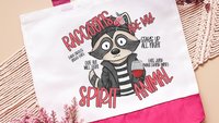 raccoon spirit animal funny tote bag for her, trash panda raccoon gift for women, Galentines day gifts for best friend, sassy tote bag for