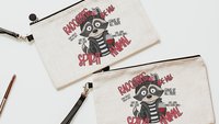 spirit animal funny raccoon makeup bag for women, sarcastic gifts for her, trash panda cosmetic bag for purse, cute but feral snarky gifts