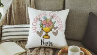 personalized worlds greatest grandma floral throw pillow for Mom, sentimental Mothers day gifts for Nana, Mimi gifts from grandkids, leopard