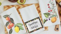personalized grandmas kitchen lemon kitchen towels for Mom, cute kitchen hand towels for stove, best gifts for new homeowners, fruit kitchen