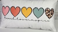 teach love inspire lumbar decorative accent pillow for couch, thank you gifts for colleagues, cute classroom decor preschool teacher gifts