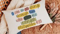 I can do all things through Christ faith throw pillow for bed, Philippians 4 13 colorful Christian lumbar pillow cover 12x20, adult baptism