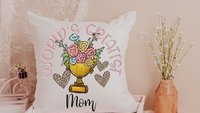 personalized worlds greatest grandma floral throw pillow for Mom, sentimental Mothers day gifts for Nana, Mimi gifts from grandkids, leopard