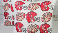 powderpuff football throw pillow for sofa, football mom gift, pink football decorations, breast cancer survivor gift, football gifts for Mom