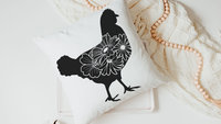 floral chicken throw pillows for couch, black and white farmhouse decor living room throw pillow covers 18x18, cute chicken gifts for women