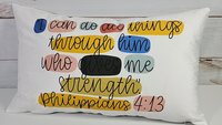 I can do all things through Christ faith throw pillow for bed, Philippians 4 13 colorful Christian lumbar pillow cover 12x20, adult baptism