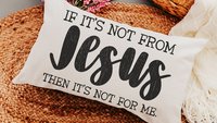 if it's not from Jesus funny Christian throw pillow for couch, faith decor lumbar pillow cover 12x20, cute Christian gifts for best friend