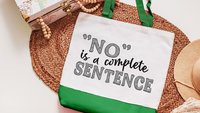 no is a complete sentence feminist tote bag for books, strong women gifts, reusable shopping bag, female empowerment gifts, best friend