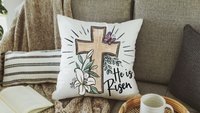 he is risen Easter cross Easter kitchen towels for Mom, Matthew 28:6 Christian Easter decor gift, religious hand towels for church, faith