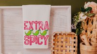 extra spicy funny kitchen towels for women, foodie gift, jalapeno pepper hand towels for bathroom, Cinco de Mayo decor, fiesta bachelorette