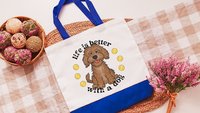 life is better with dogs labradoodle tote bag for women, cute Mothers day gifts from dog, reusable shopping bag, labradoodle gifts