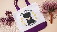 life is better with a dog labrador retriever tote bags for dog lovers Mothers day gifts for dog mom, black labrador mom gift, cute dog gifts
