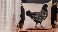 floral chicken throw pillows for couch, black and white farmhouse decor living room throw pillow covers 18x18, cute chicken gifts for women