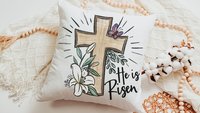 he is risen Easter cross Easter kitchen towels for Mom, Matthew 28:6 Christian Easter decor gift, religious hand towels for church, faith