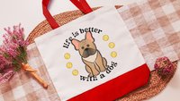 life is better with a dog French bulldog tote bag for books, Frenchie mom French bulldog gift for women, reusable grocery bag cute dog gifts