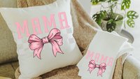 pink coquette mama and mini matching throw pillows for nursery, first Mothers day gift for wife, mommy and me accent pillows for bed, mom