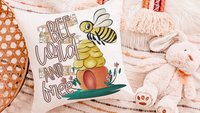 be wild and free bumble bee throw pillow for kids reading nook pillow covers 18x18, honey bee baby shower gifts, inspirational nursery decor