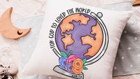 for God so loved the world floral globe throw pillows for girls, baptism gift girl from godmother John 3 16 Bible verse pillow cover 18 x 18
