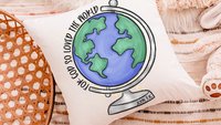 for God so loved the world Earth globe throw pillows for kids, baptism gift boy from grandparents, John 3 16 Bible verse pillow covers 18x18
