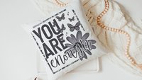 you are enough inspirational throw pillow for couch, college dorm decor for girls, mental health gifts for women, positive affirmations for