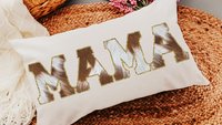 mama throw pillow for bed, cowhide lumbar pillow for chair, western decor for bedroom, cowboy baby shower gifts for mom to be, cow gifts for