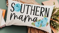 southern mama lumbar pillow for bed, veranda Adirondack chair pillows, country mom gift from daughter, blue peony throw pillow for couch