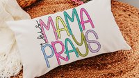 this mama prays lumbar pillow for bed, cute Christian throw pillows for couch, rocking chair pillow, unique gifts for Mothers day gifts for